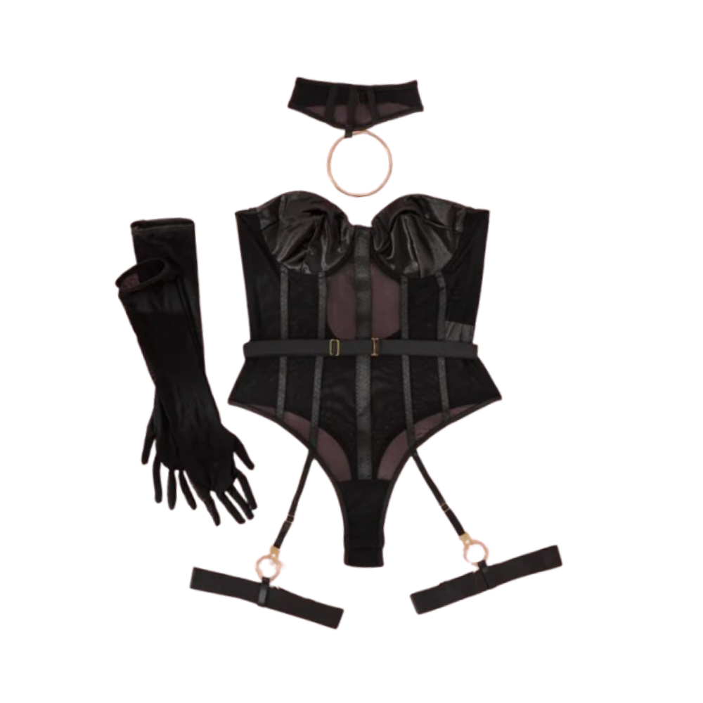 Lace Corset Underwire with Garters and Collar