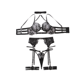 Lace Set Underwire with Collar and Garters